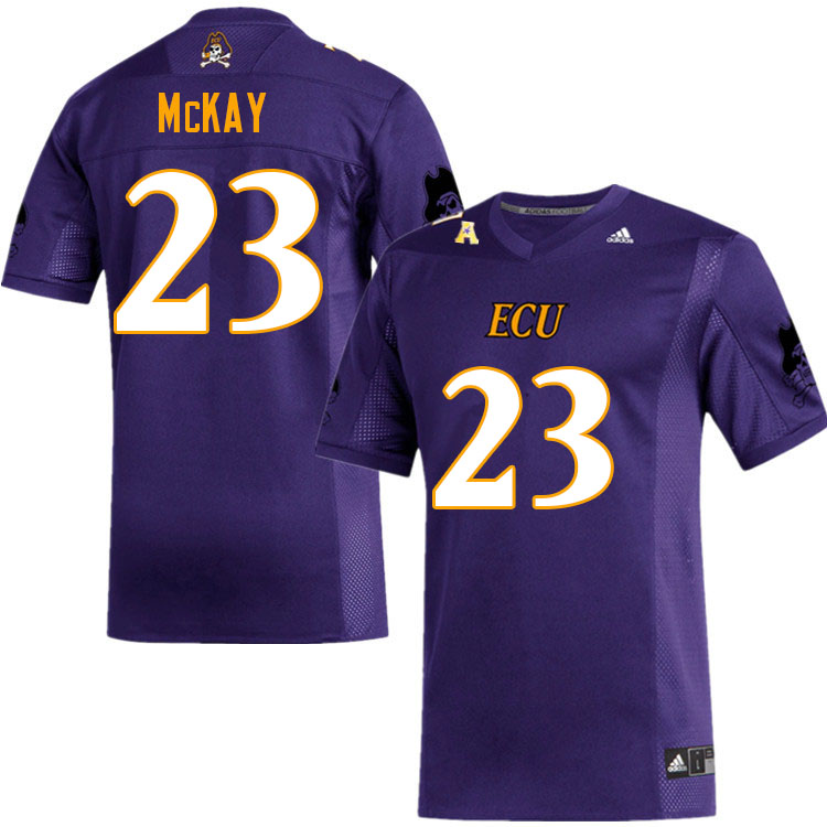 Men #23 Joseph McKay ECU Pirates College Football Jerseys Sale-Purple - Click Image to Close